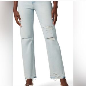 HUDSON JEANS JADE Aries  HIGH WAIST FRAY HEM STRAIGHT LEG JEANS new with…